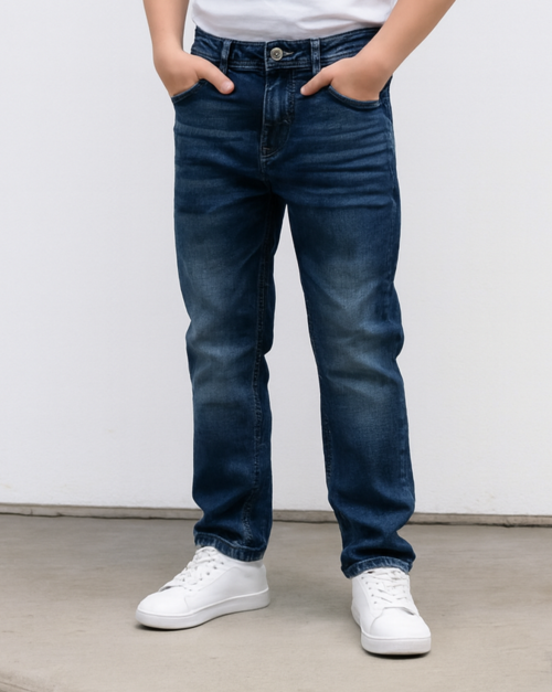 Boys' Classic Slim Fit Dark Denim Jeans